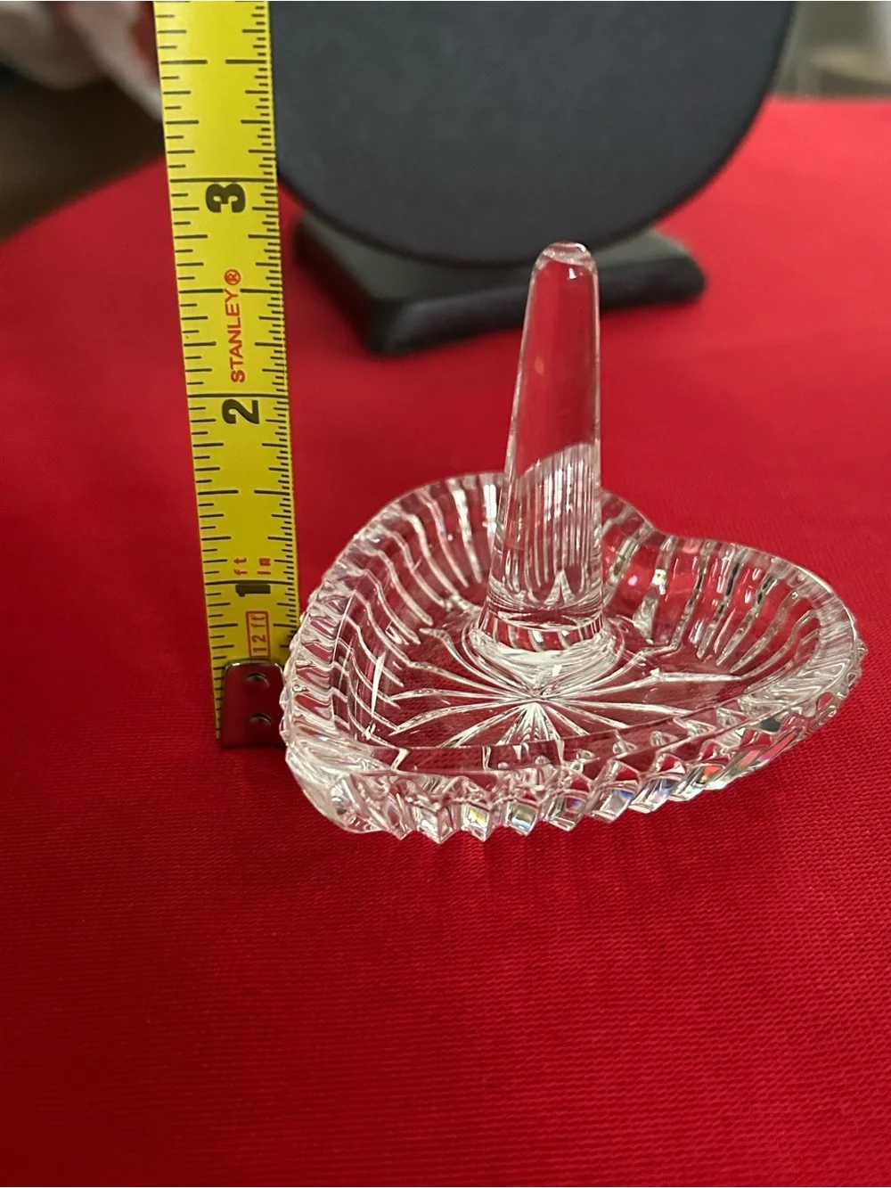 Waterford Crystal Clear Heart Ring Stand with Faceted Peg